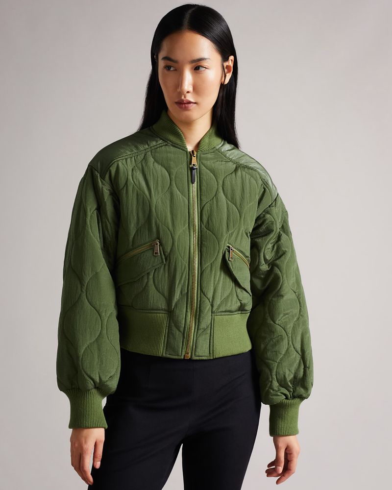 Ted Baker Aelexis Onion Quilted Bomber Jacka Dam Gröna | KWY-803467