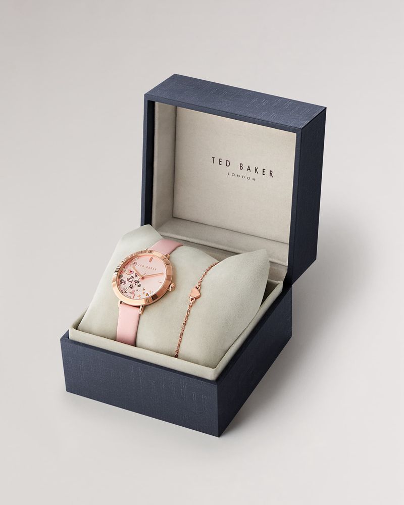 Ted Baker Aimei Heart Bracelet And Gift Set Klocka Dam Rosa | QGC-417326