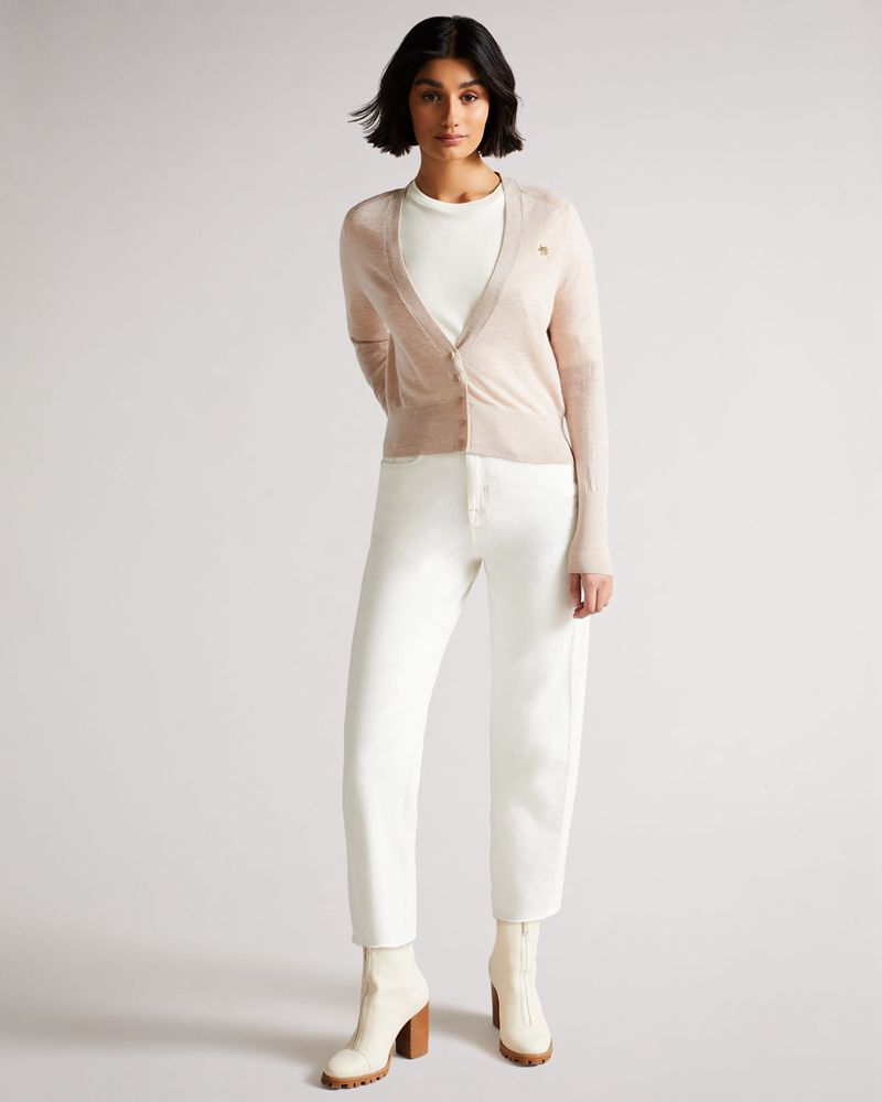 Ted Baker Aiyleen Merino Low V Cardigan Stickat Dam Bruna | HFJ-410956