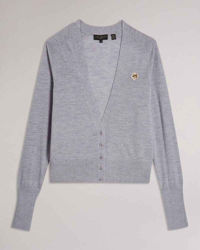 Ted Baker Aiyleen Merino Low V Cardigan Stickat Dam Gray | MEG-345621