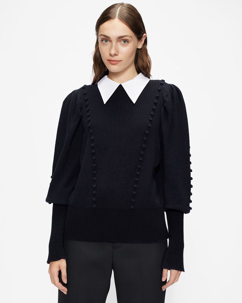 Ted Baker Aledina Knit With Collar Detail Blast Dam Marinblå | VQW-975142