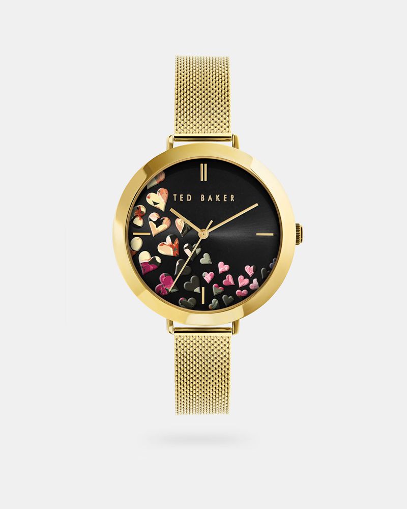 Ted Baker Amourri Heart Dial Mesh Rem Klocka Dam Guld | PCU-921634