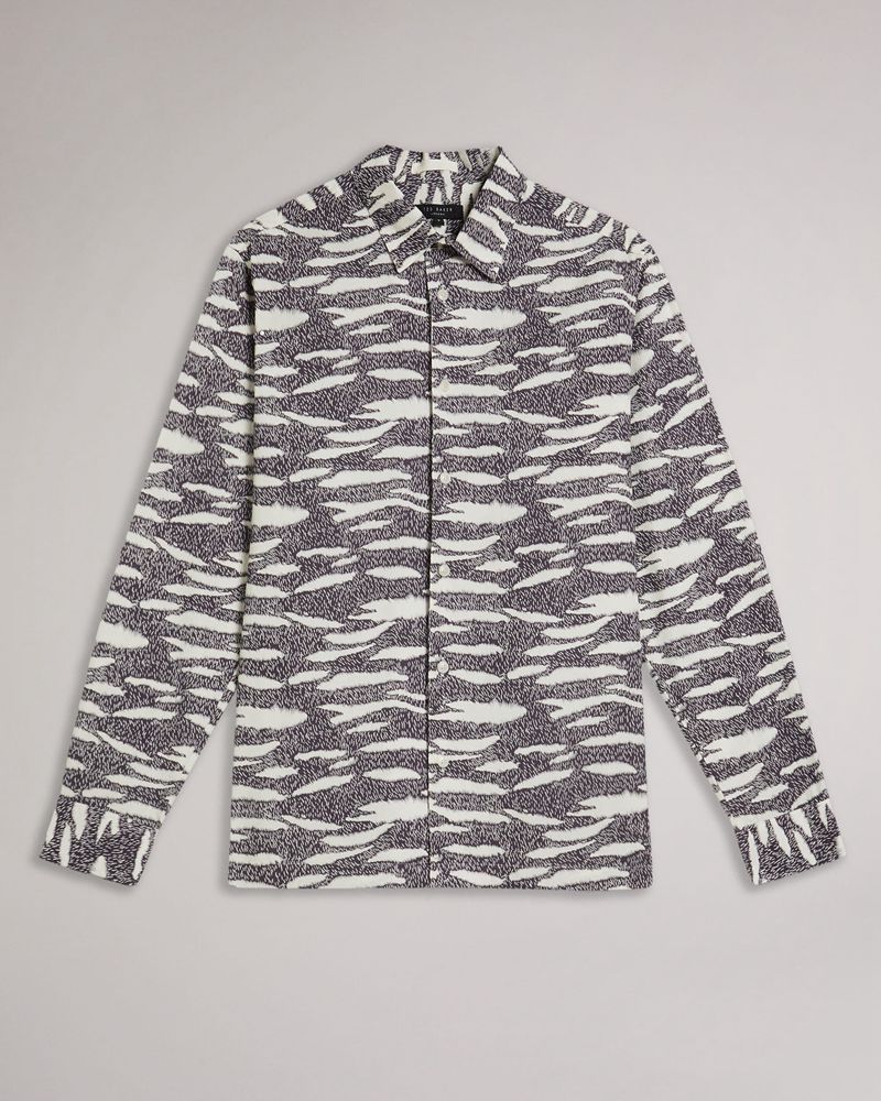 Ted Baker Annex Ls Zebra Print Skjorta Herr Marinblå | WNK-314092