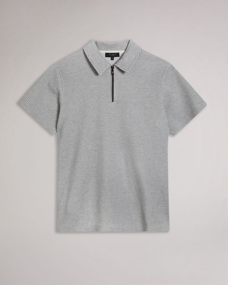 Ted Baker Backley -Sleeved Zip Polo Blast Herr Gray | JOF-870214