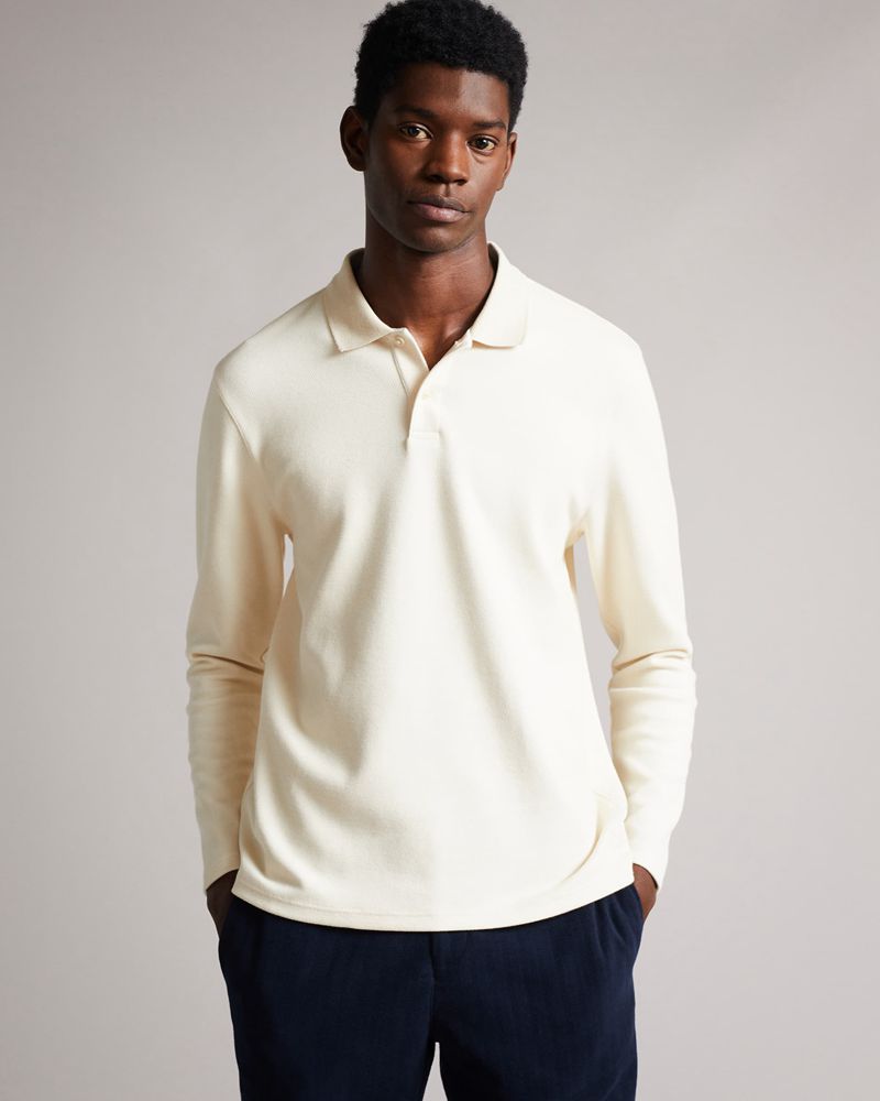 Ted Baker Baddow Twill Jersey Polo Blast Herr Natural | QOZ-068342