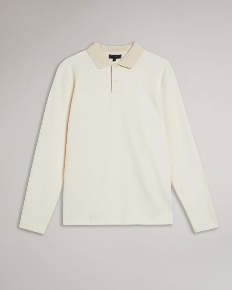 Ted Baker Baddow Twill Jersey Polo Blast Herr Natural | QOZ-068342