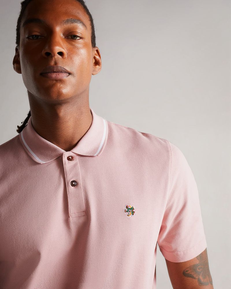 Ted Baker Camdn Sleeve Polo Blast Herr Rosa | EIW-958364