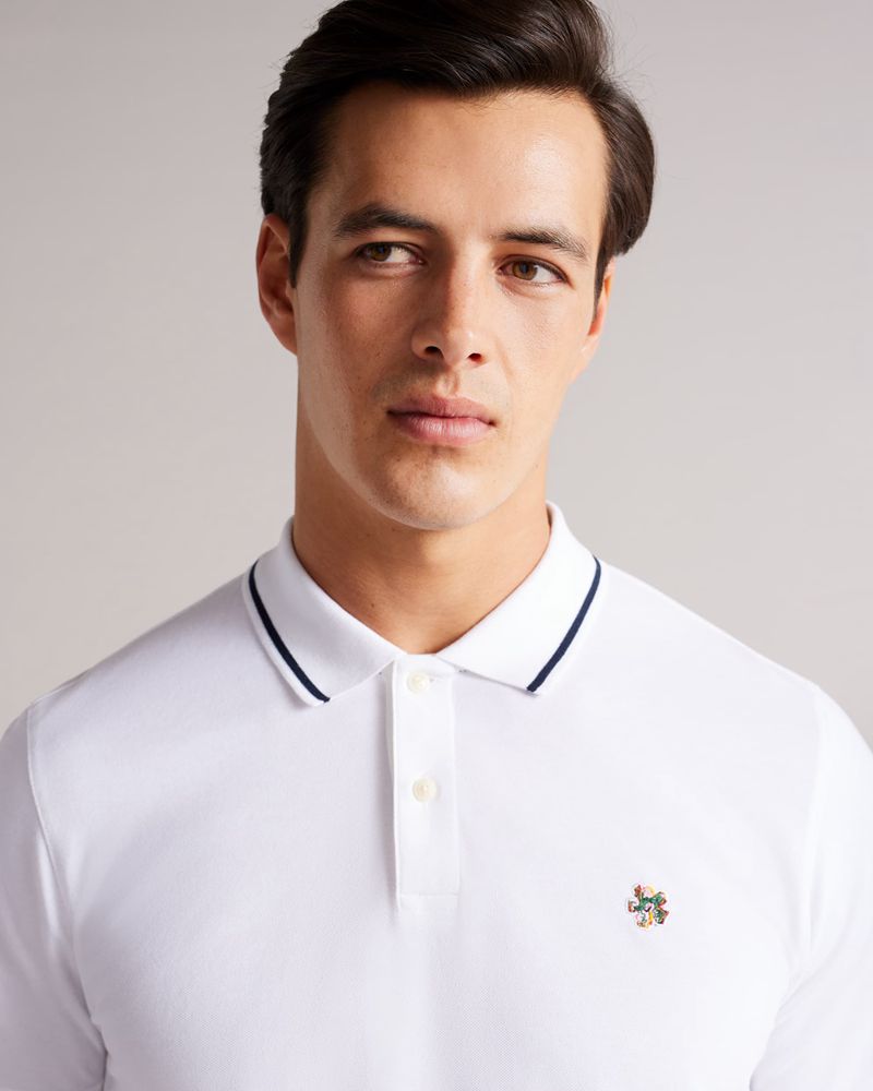 Ted Baker Camdn Sleeve Polo Blast Herr Vita | XYZ-216784