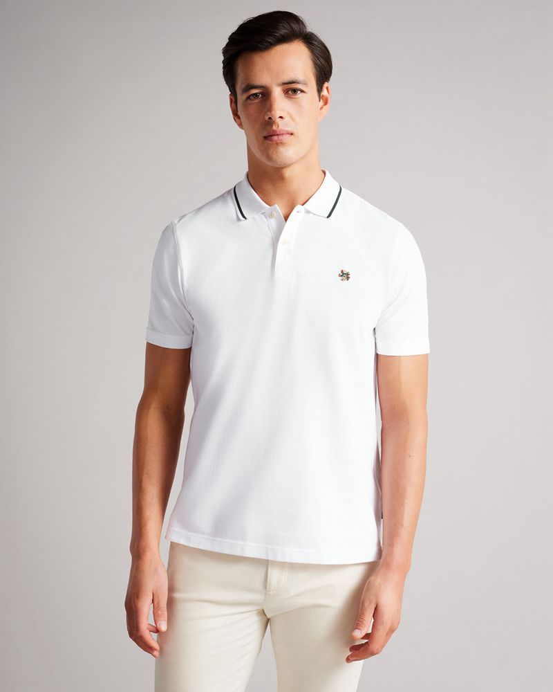 Ted Baker Camdn Sleeve Polo Blast Herr Vita | XYZ-216784