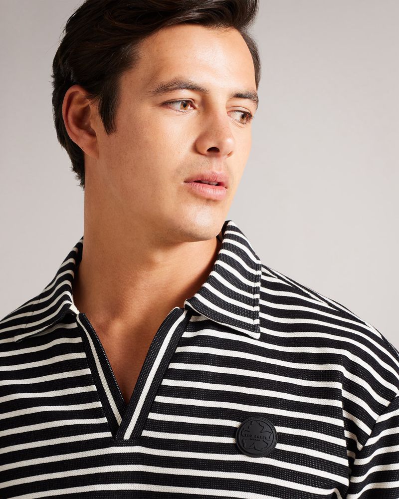 Ted Baker Clevely Ls Striped Polo Blast Herr Svarta | HOM-053912