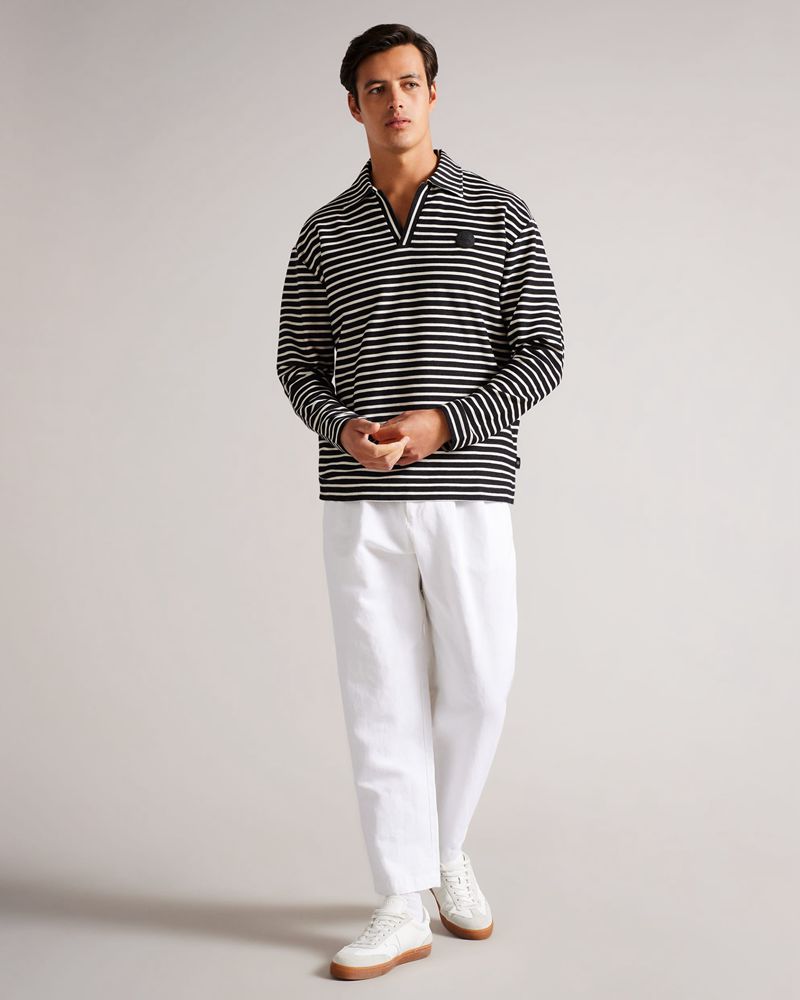 Ted Baker Clevely Ls Striped Polo Blast Herr Svarta | HOM-053912