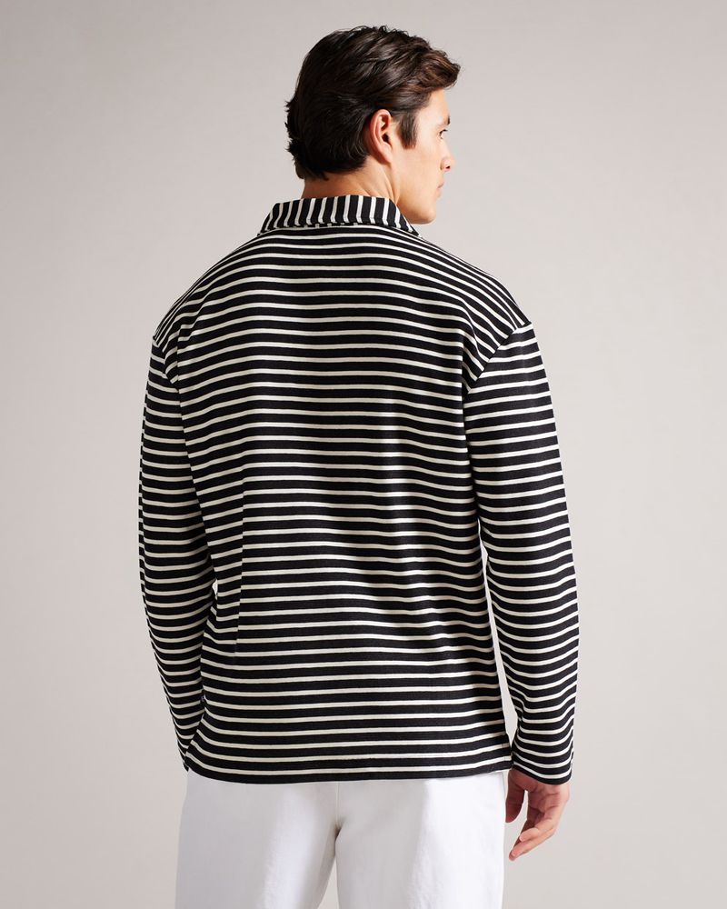 Ted Baker Clevely Ls Striped Polo Blast Herr Svarta | HOM-053912