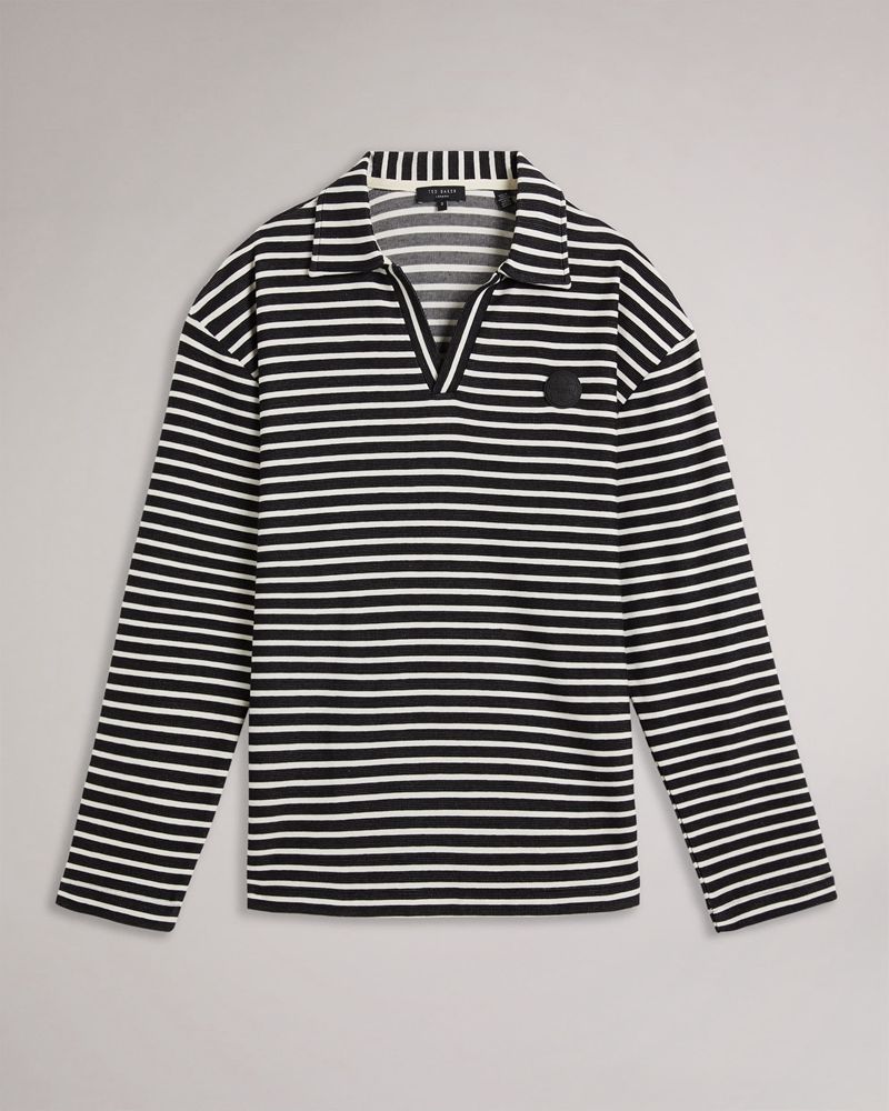 Ted Baker Clevely Ls Striped Polo Blast Herr Svarta | HOM-053912