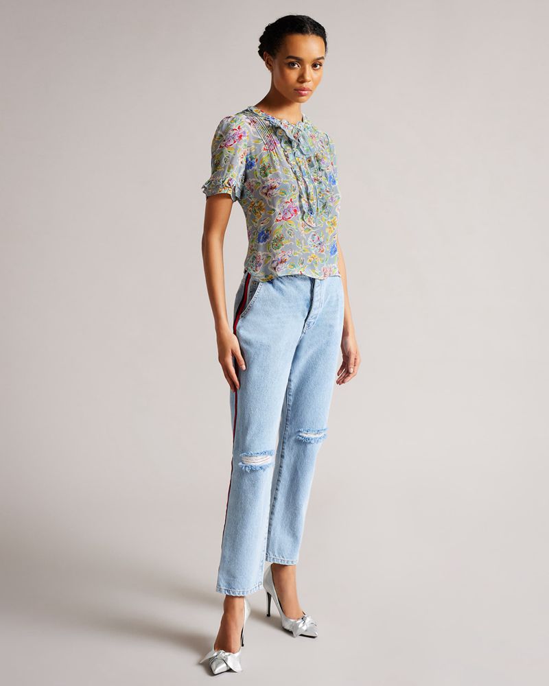 Ted Baker Colefax Floral Blouse Blast Dam Blå | FTA-184960