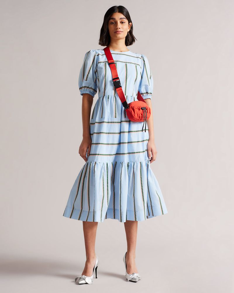 Ted Baker Derna Multi Stripe Midi Klänning Dam Blå | AGM-302458