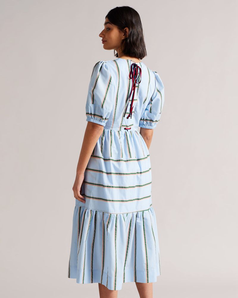 Ted Baker Derna Multi Stripe Midi Klänning Dam Blå | AGM-302458