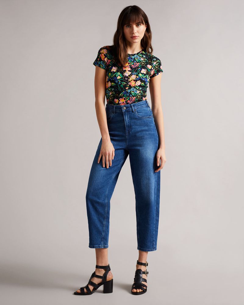 Ted Baker Donvia Printed Jersey Tee Blast Dam Svarta | RFQ-257413