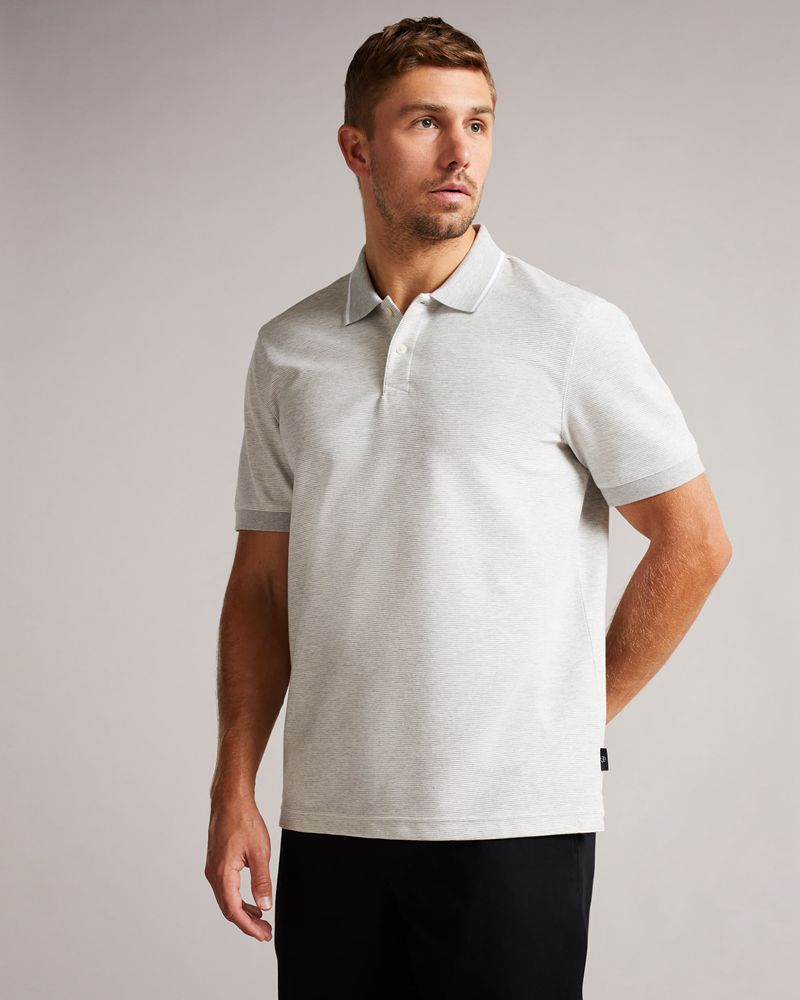 Ted Baker Ellerby Sleeve Striped Polo Blast Herr Gray | WPT-394750