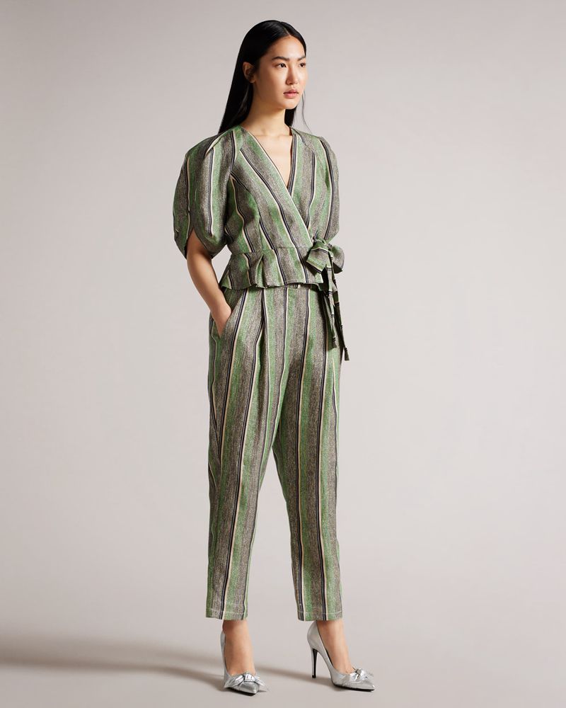 Ted Baker Emeka Striped Wrap Blast Dam Gröna | MPT-406783