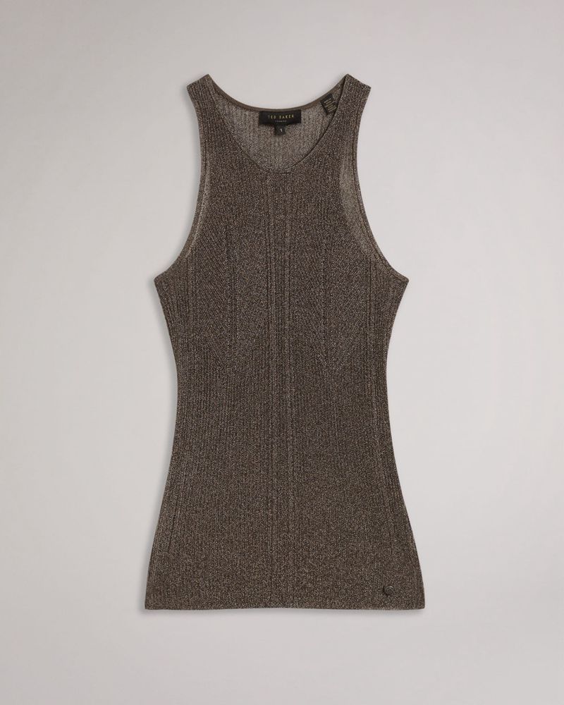 Ted Baker Felissa Metallic Racer Knit Tank Blast Dam Svarta | RSE-854290