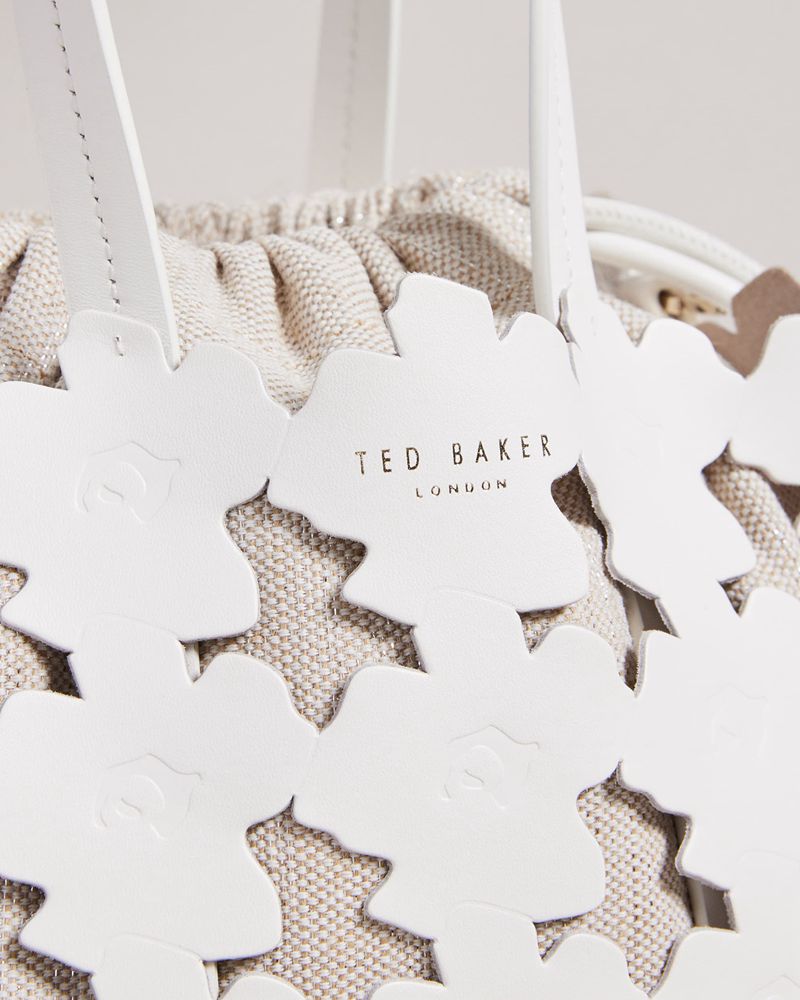 Ted Baker Florean Flower Laser Cut Detail Tote Crossbody Väska Dam Vita | EVK-453690