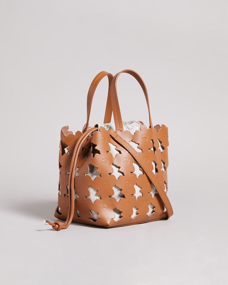 Ted Baker Florean Flower Laser Cut Detail Tote Crossbody Väska Dam Bruna | RPM-864379