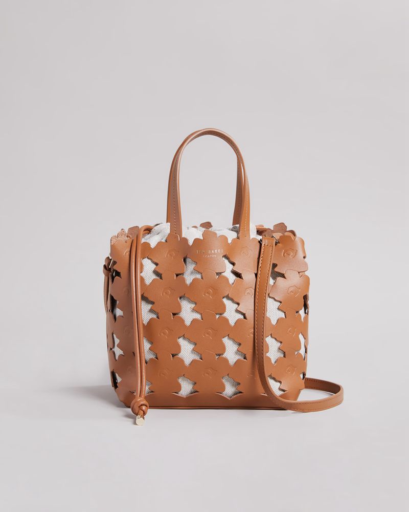 Ted Baker Florean Flower Laser Cut Detail Tote Crossbody Väska Dam Bruna | RPM-864379