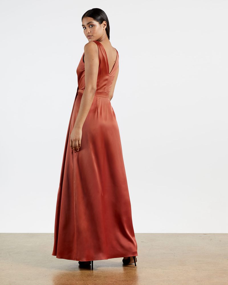 Ted Baker Florraa Ärmlös Wrap Gown Klänning Dam Bruna | KHN-910283