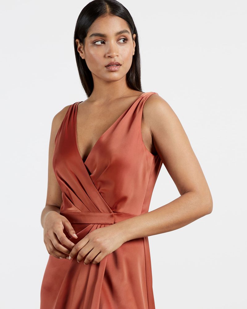 Ted Baker Florraa Ärmlös Wrap Gown Klänning Dam Bruna | KHN-910283