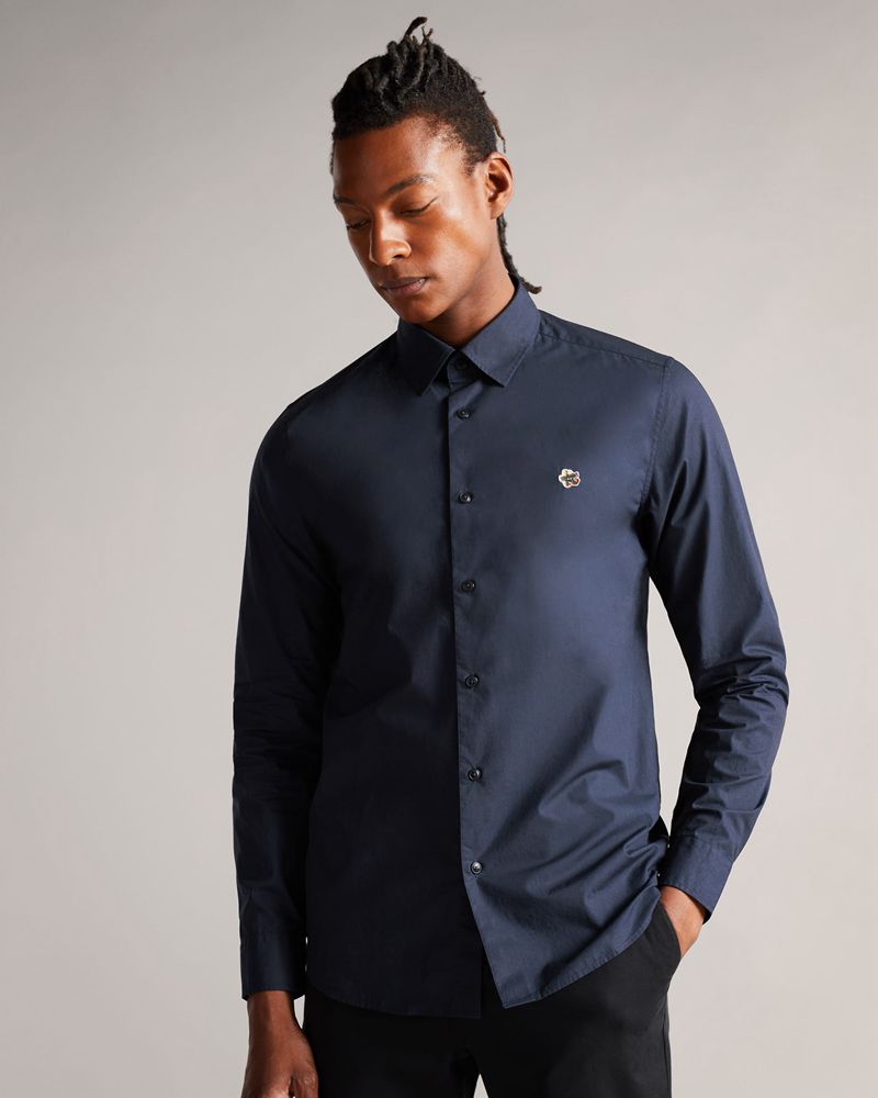 Ted Baker Fonik Poplin Skjorta Herr Marinblå | DUB-420618