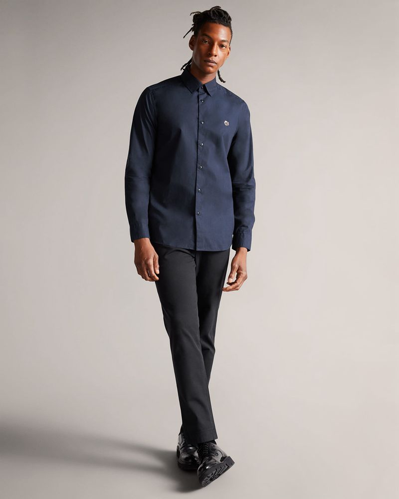 Ted Baker Fonik Poplin Skjorta Herr Marinblå | DUB-420618