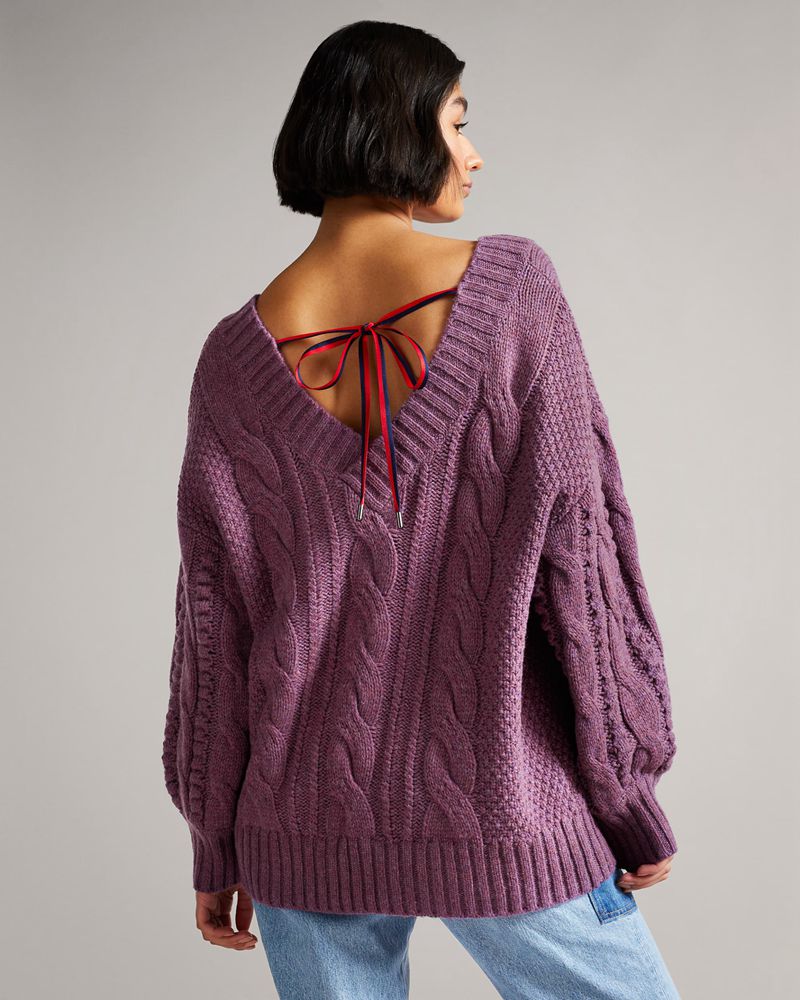 Ted Baker Gaiaa Cable Bobble Knit Stickat Dam Lila | LHB-039645