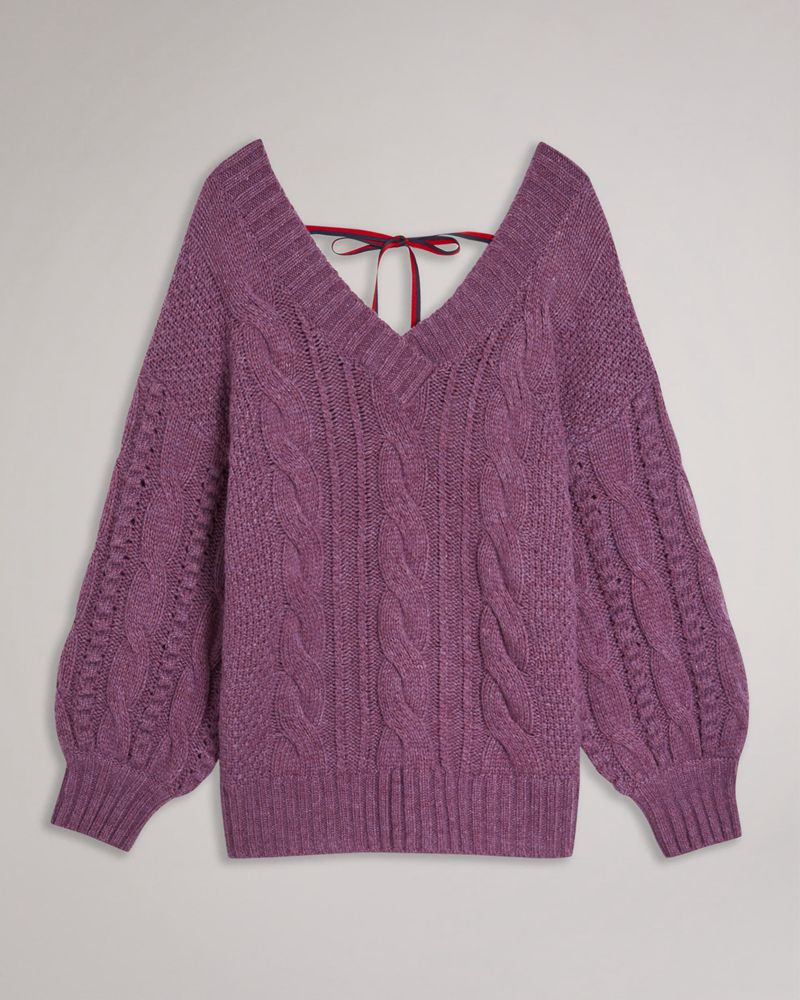 Ted Baker Gaiaa Cable Bobble Knit Stickat Dam Lila | LHB-039645