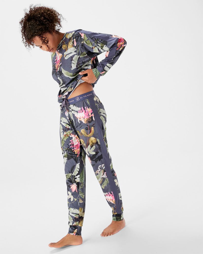 Ted Baker Greeets Jersey Floral Pj Set Nattkläder Dam Marinblå | HOD-687439