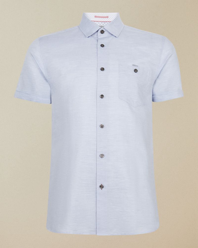 Ted Baker Havefun Sleeved Linen Skjorta Herr Blå | FUB-970615