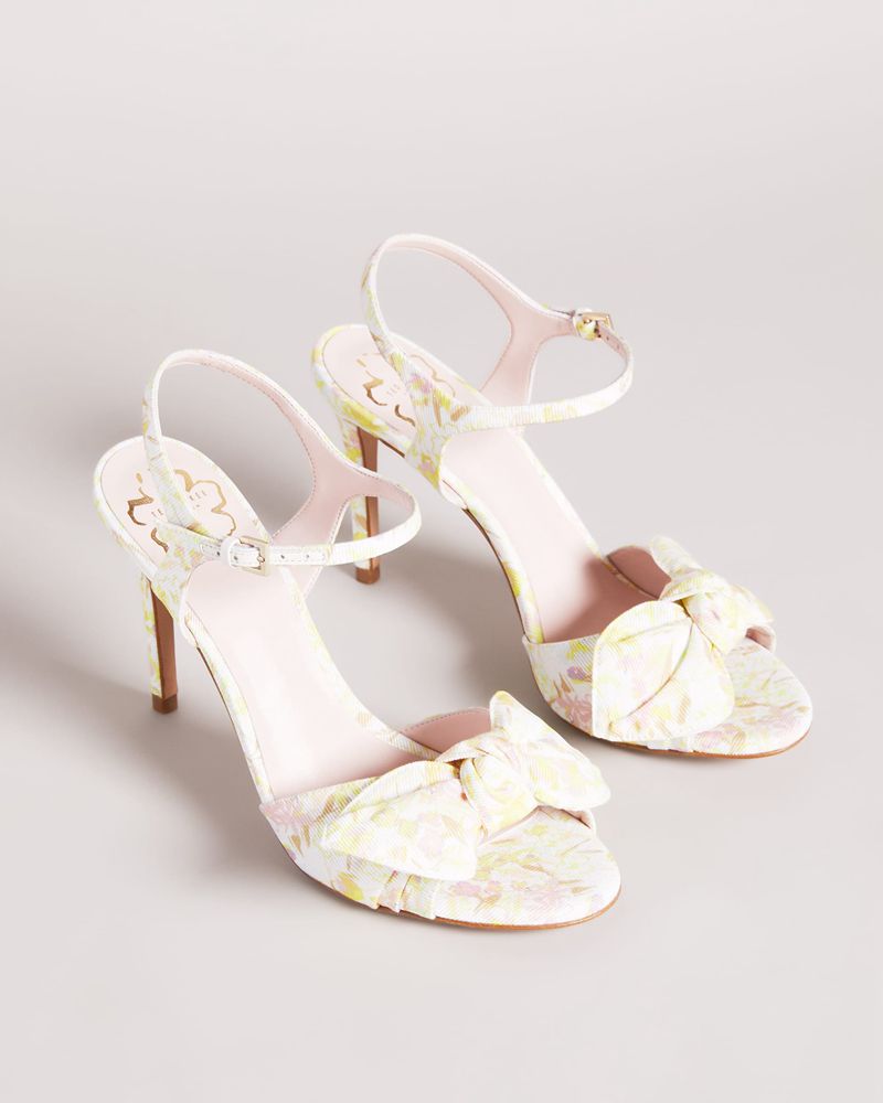 Ted Baker Heevip Sketchy Magnolia Bow Höga Klackar Dam Gula | OLJ-286751