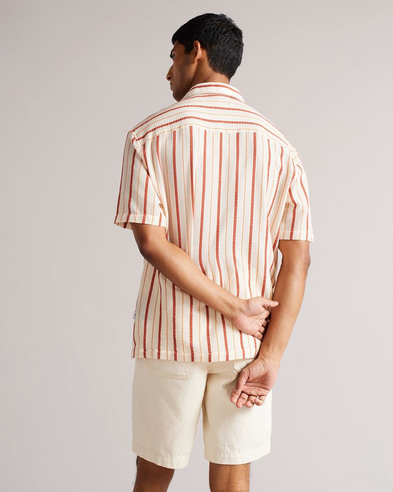 Ted Baker Hillma Ss Seersucker Stripe Skjorta Herr Orange | JXH-062371