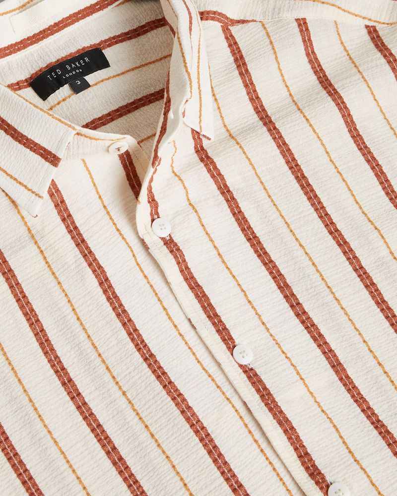 Ted Baker Hillma Ss Seersucker Stripe Skjorta Herr Orange | JXH-062371