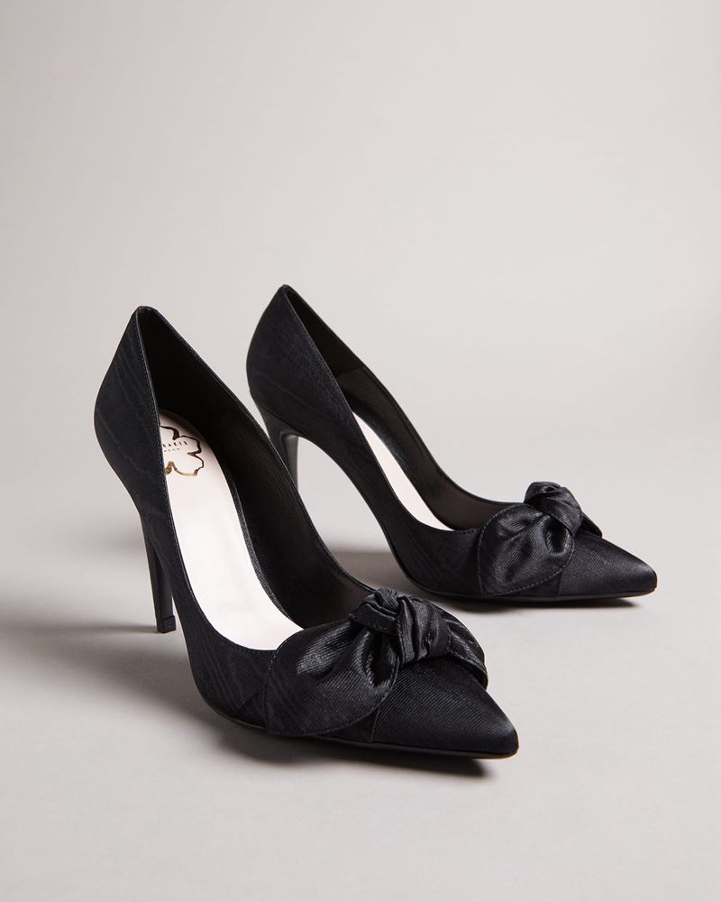 Ted Baker Hyana Moire Satin Bow Court Höga Klackar Dam Svarta | JNK-675840