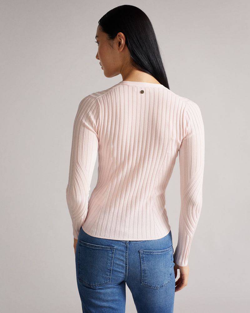 Ted Baker Ilanga Seam Free Engineered Cardigan Stickat Dam Rosa | RWN-540839