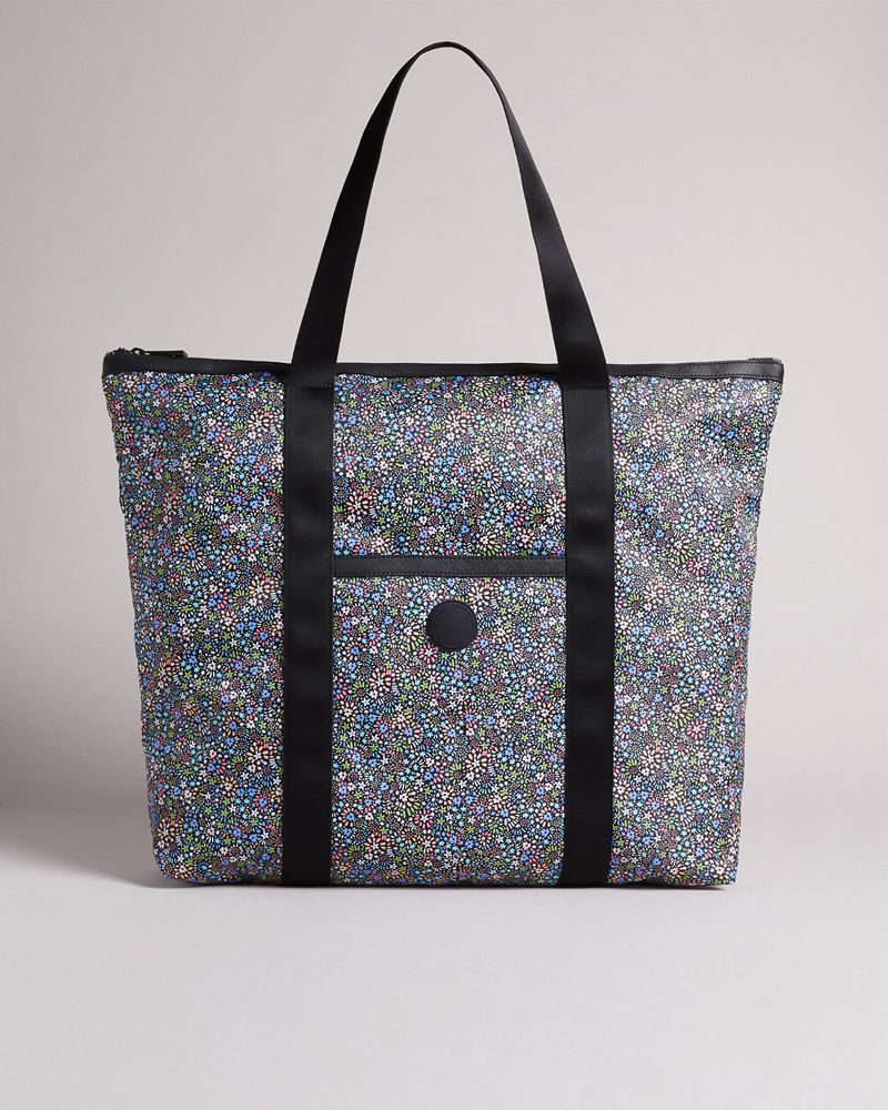 Ted Baker Joanina Retro Floral Nylon Tote Väska Dam Svarta | AFQ-819362