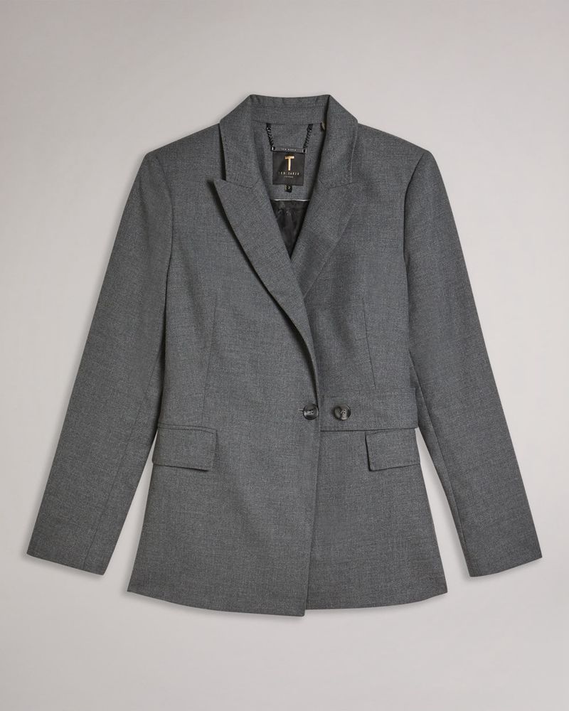 Ted Baker Joanni Peak Lapel Blazer With Midja Tab Jacka Dam Gray | PVO-179562