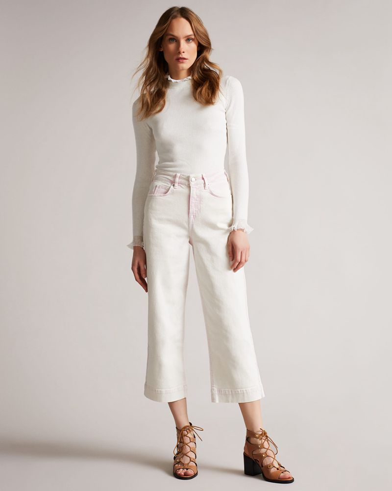 Ted Baker Julen Breda Crop Culotte Denim Byxor Dam Rosa | VHY-532478