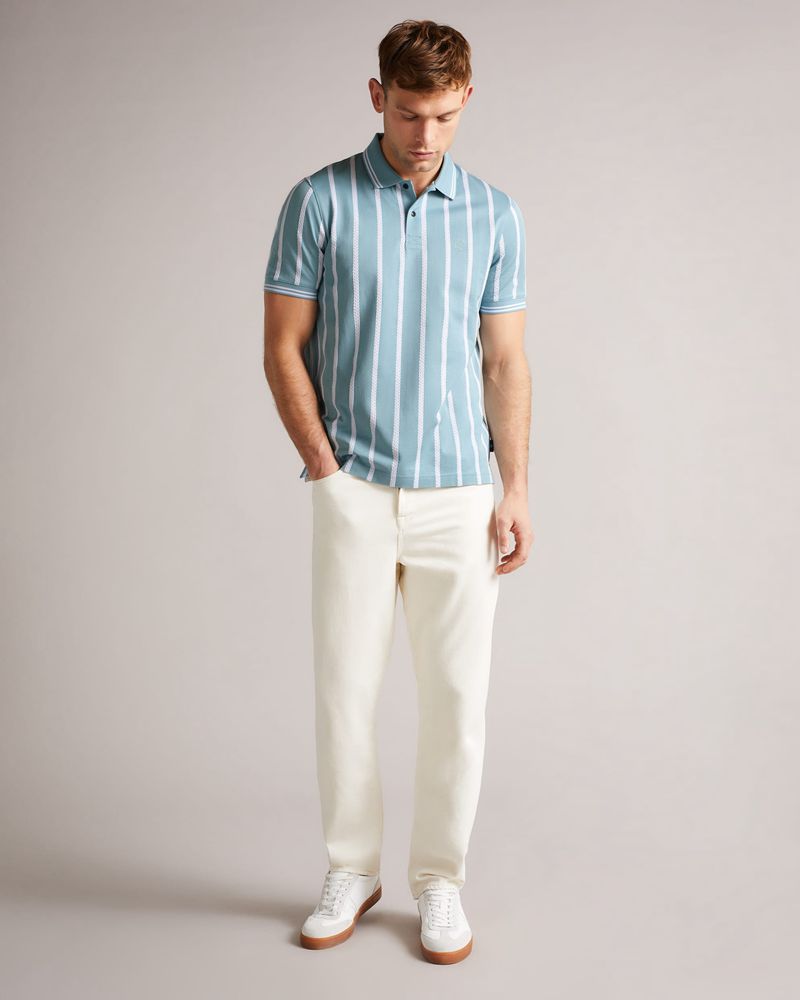 Ted Baker Kimbell Sleeve Striped Polo Blast Herr Blå | WUL-637082