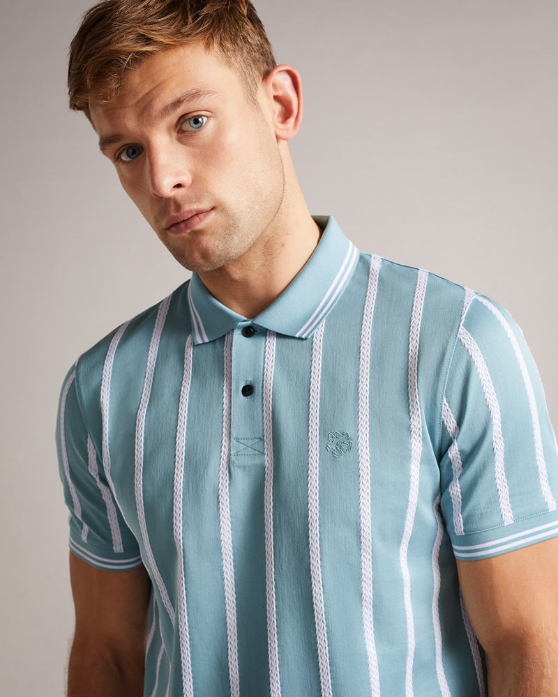 Ted Baker Kimbell Sleeve Striped Polo Blast Herr Blå | WUL-637082