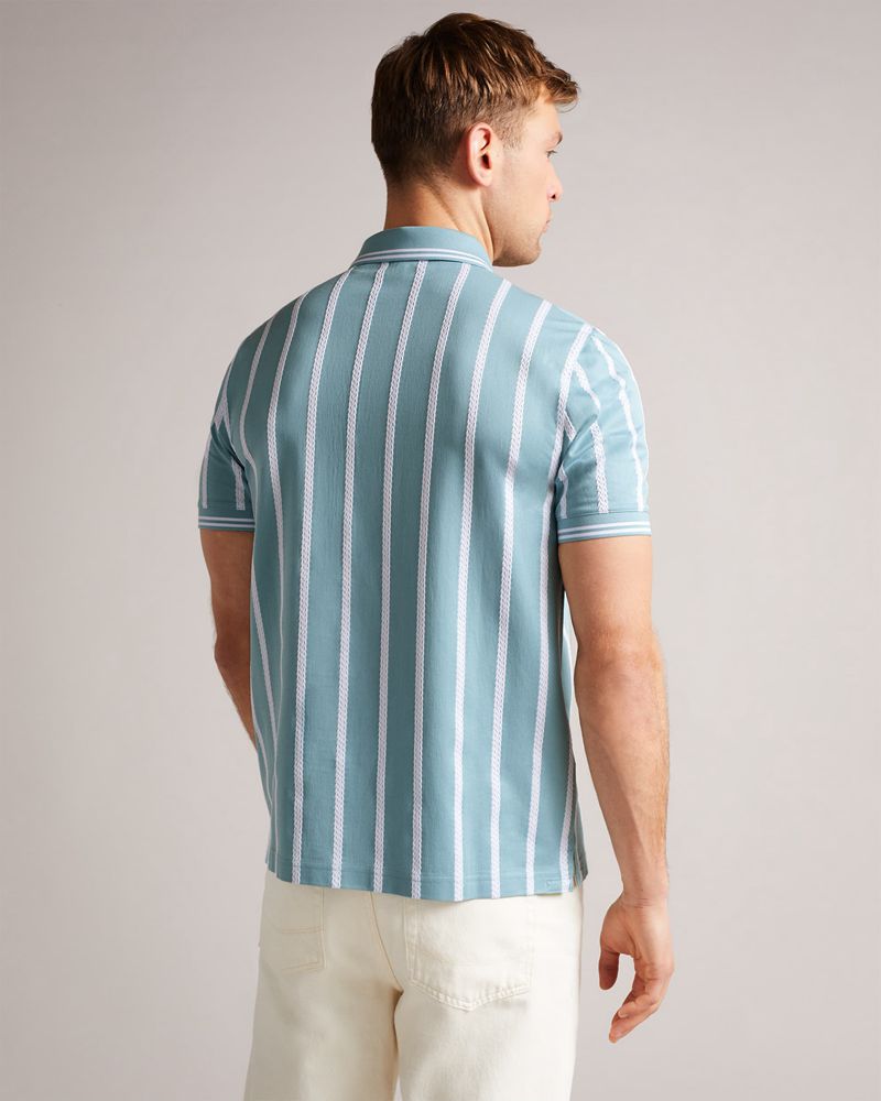 Ted Baker Kimbell Sleeve Striped Polo Blast Herr Blå | WUL-637082