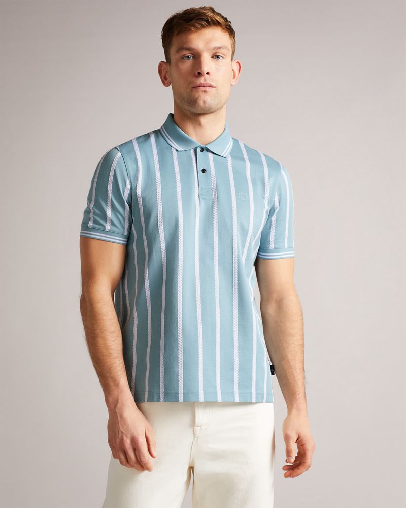 Ted Baker Kimbell Sleeve Striped Polo Blast Herr Blå | WUL-637082