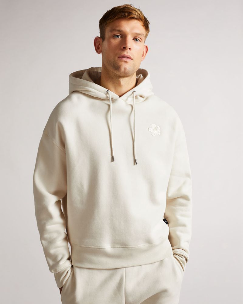 Ted Baker Lavery Long Sleeve Heavy Weight Hoodie Blast Herr Natural | KXT-704523