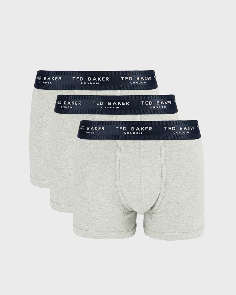 Ted Baker Lenom 3 Pack Solid Bomull Trunks Underkläder Herr Gray | VTM-386492