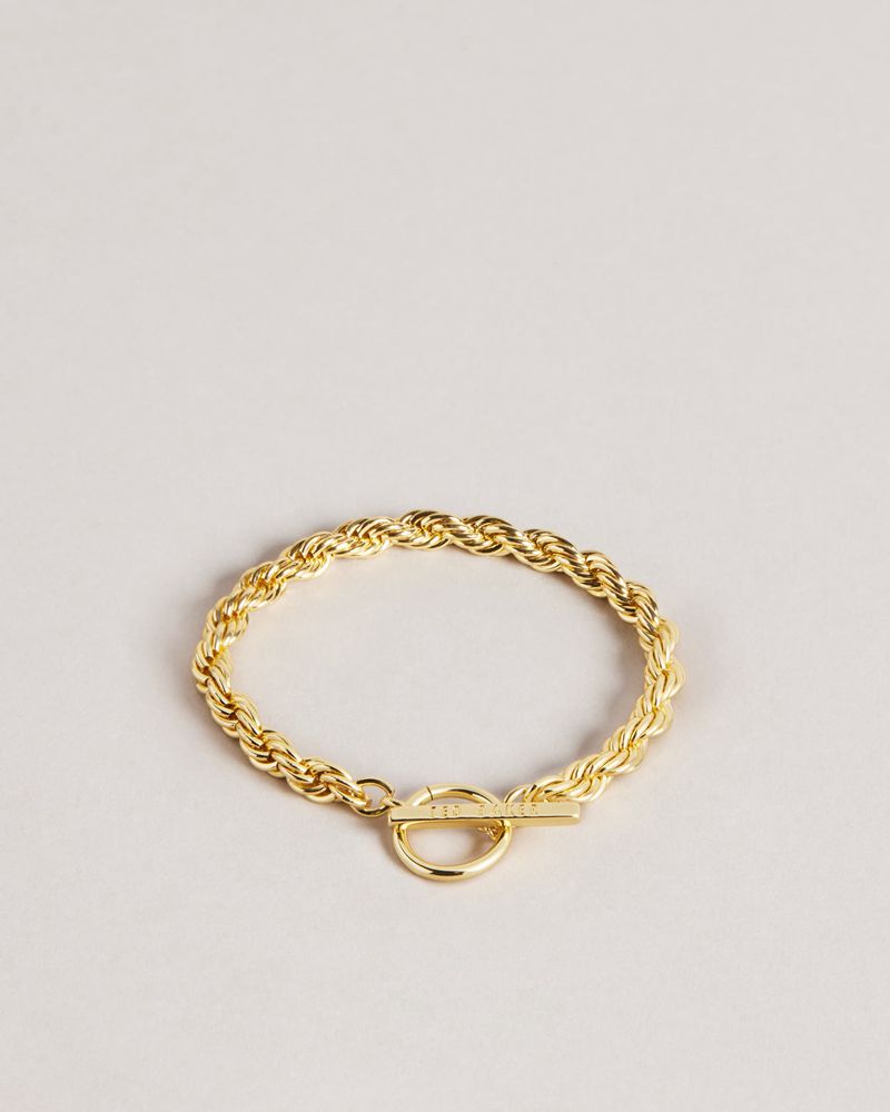 Ted Baker Liliun Logo Rope Slim Chain Bracelet Smycken Dam Guld | LZX-356829